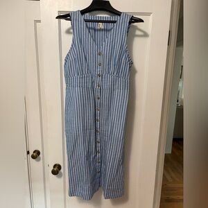 Pact Blue and White Striped Dress